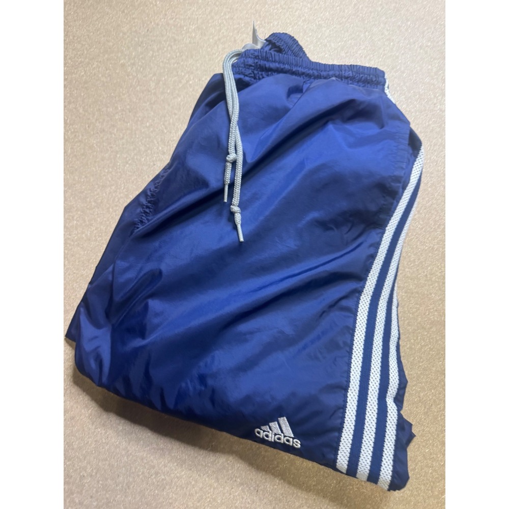 Adidas Vintage Navy Blue Windbreaker Track‎ Pants Mesh Stripes Mens Medium 1559